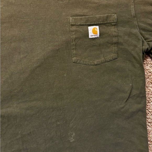 Carhartt Men's Green and Khaki Shirt Men size XL Has some wear Work/outdoor top - Picture 8 of 16